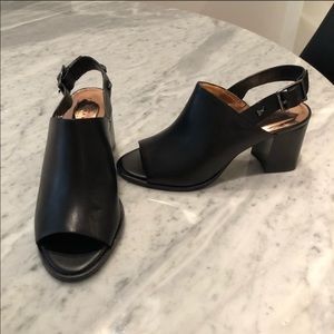 Ted Baker black leather chunk heels